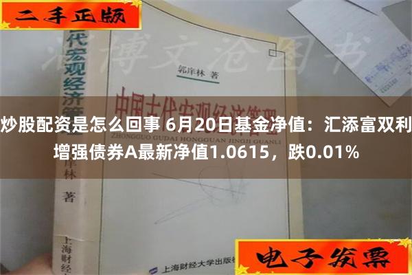 炒股配资是怎么回事 6月20日基金净值：汇添富双利增强债券A最新净值1.0615，跌0.01%