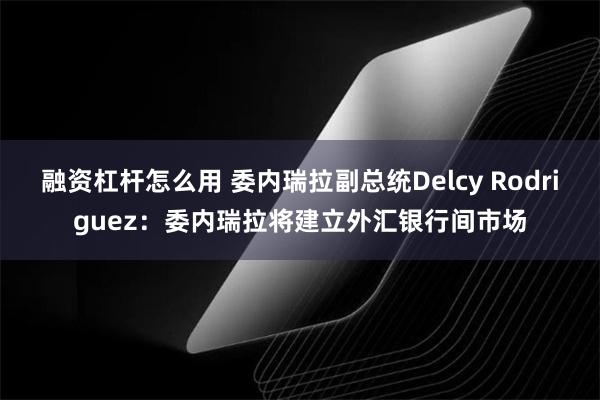 融资杠杆怎么用 委内瑞拉副总统Delcy Rodriguez：委内瑞拉将建立外汇银行间市场