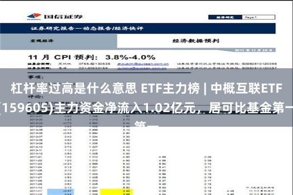 杠杆率过高是什么意思 ETF主力榜 | 中概互联ETF(159605)主力资金净流入1.02亿元，居可比基金第一